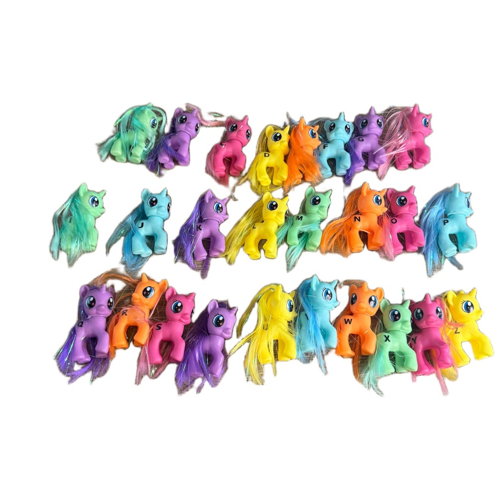 26pc Alphabet Pony Figure Set A-Z Letters Rainbow Tinsel Hair Educational Toys‎